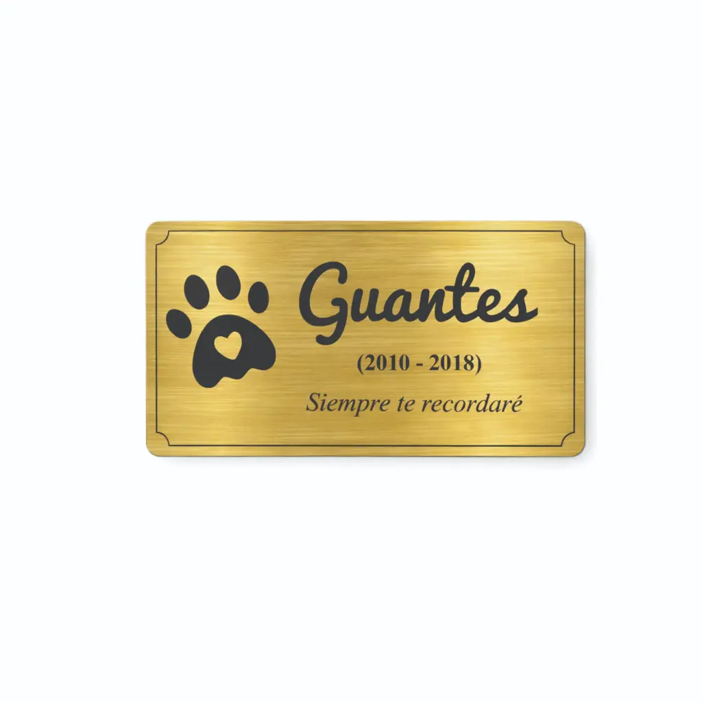 Placa Funeraria Para Mascota 20x10 Cm