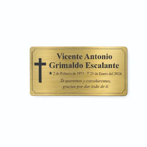 Placa Funeraria 20x10cm