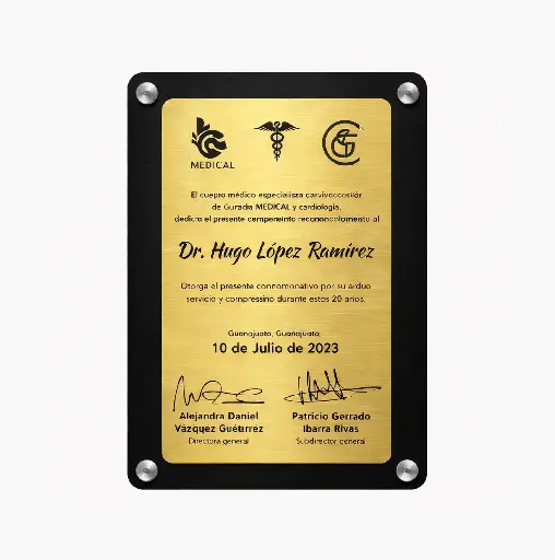 Reconocimiento / Placa Conmemorativa de Pared 30x45cm